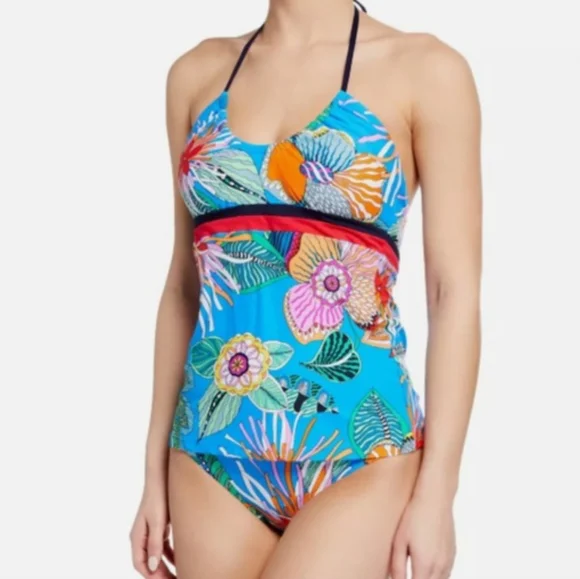NWT TRINA TURK Tahiti Tropical Halter Tankini Swim Top  & Matching Bottom - Picture 4 of 7